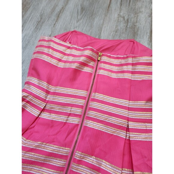 Lilly Pulitzer Sami-Ryan Metallic Striped Strapless Dress Size 0 Bead Hotty Pink - Picture 12 of 12